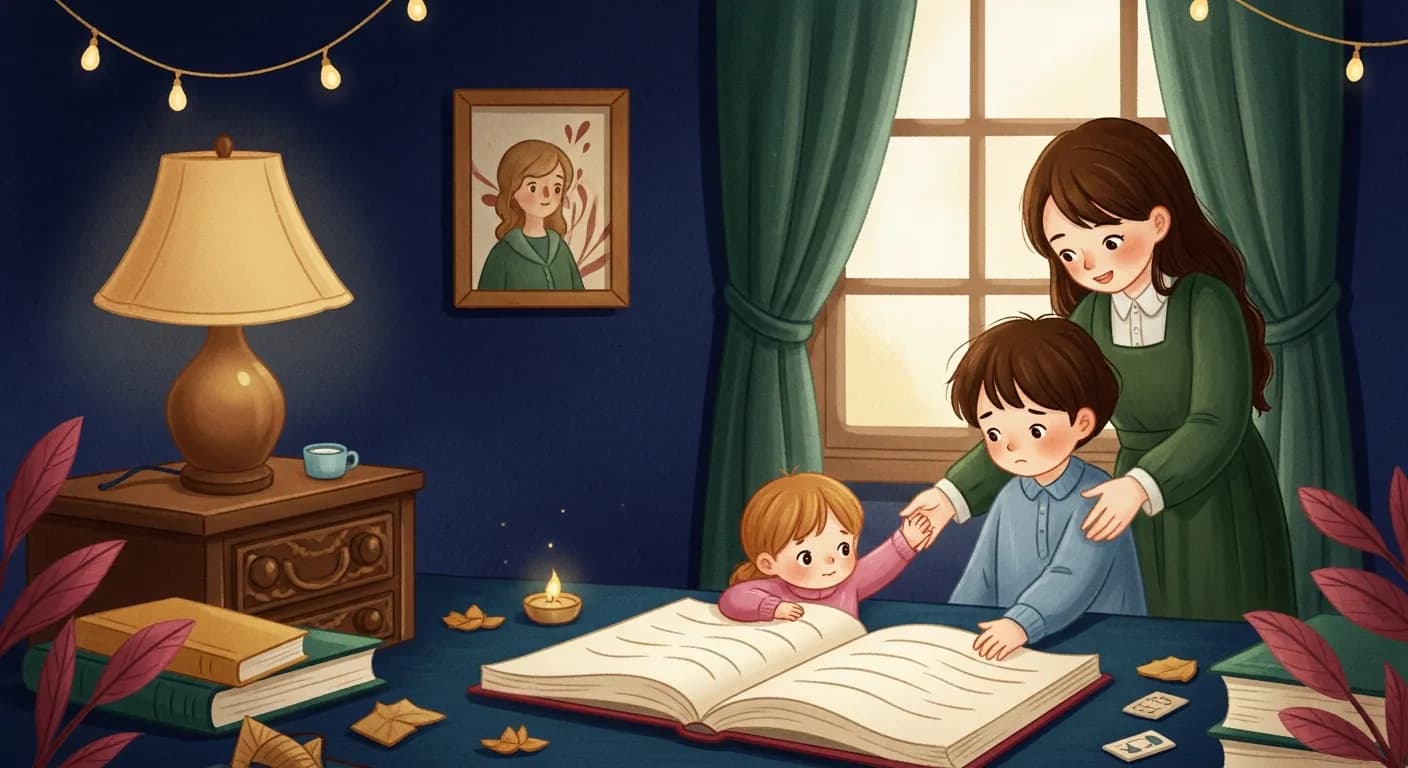 Friendly story characters inviting a reluctant reader into a personalized book